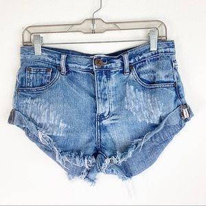 One Teaspoon | Bandits Blue Button Fly Jean Shorts